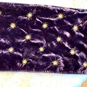 Neiman Marcus purple velvet scarf with gold and mirror details